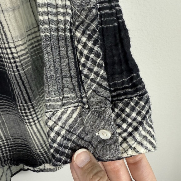 Anthropologie Plaid Embroidered Tunic Top Womens Medium Boho Western Rustic - Picture 4 of 13